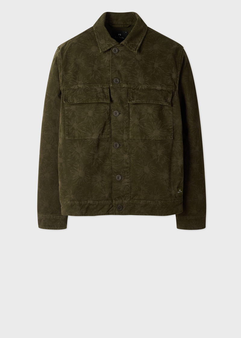 Khaki Cotton-Twill Floral Jacket 1