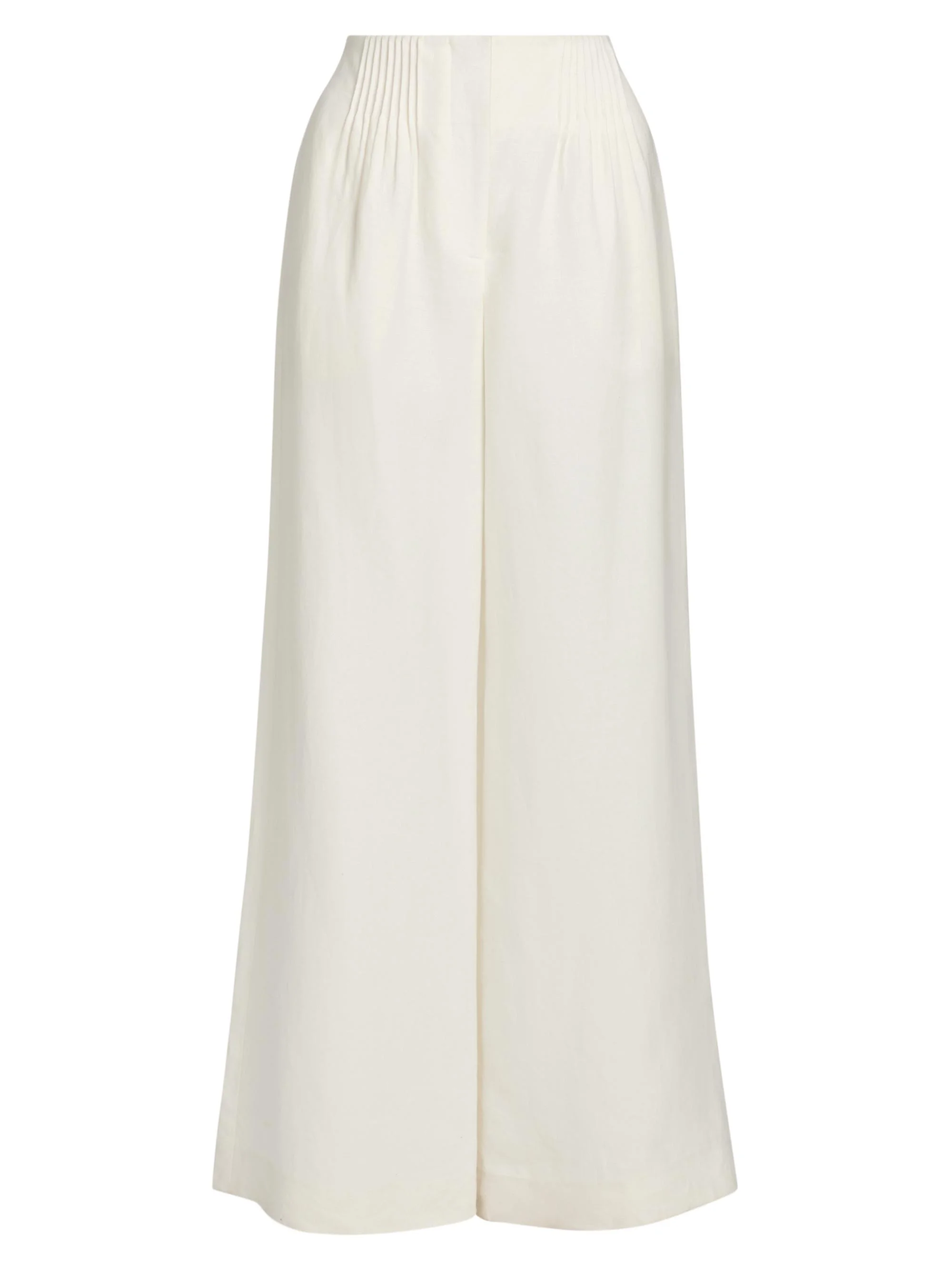 Women's Mini-Pleat Linen Trousers - Ivoire - 1