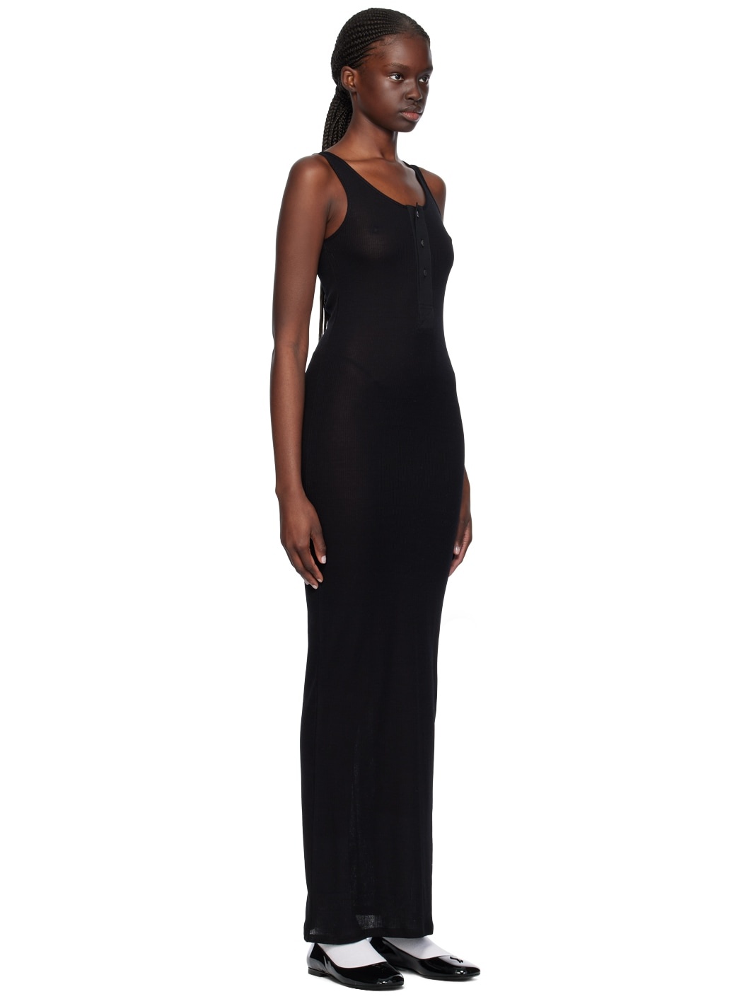 Black Button Maxi Dress - 2