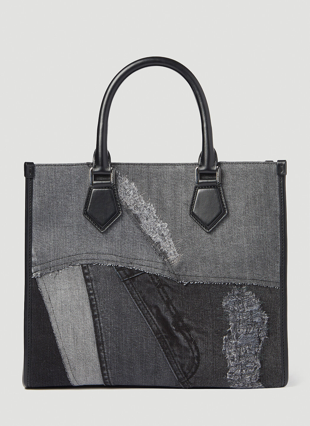 Small Patchwork Denim Tote Bag - 3