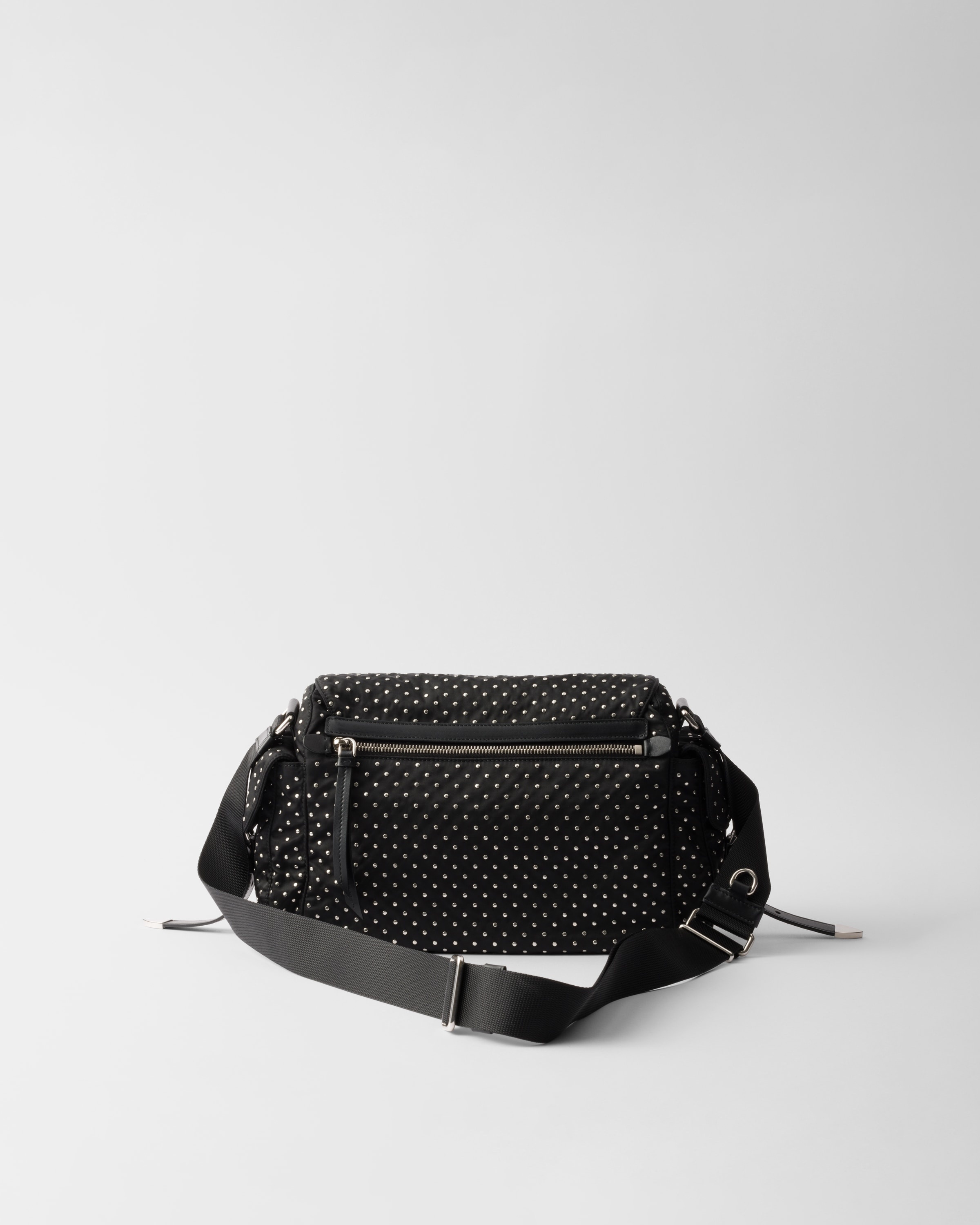 Re-Nylon shoulder bag with studs - 3