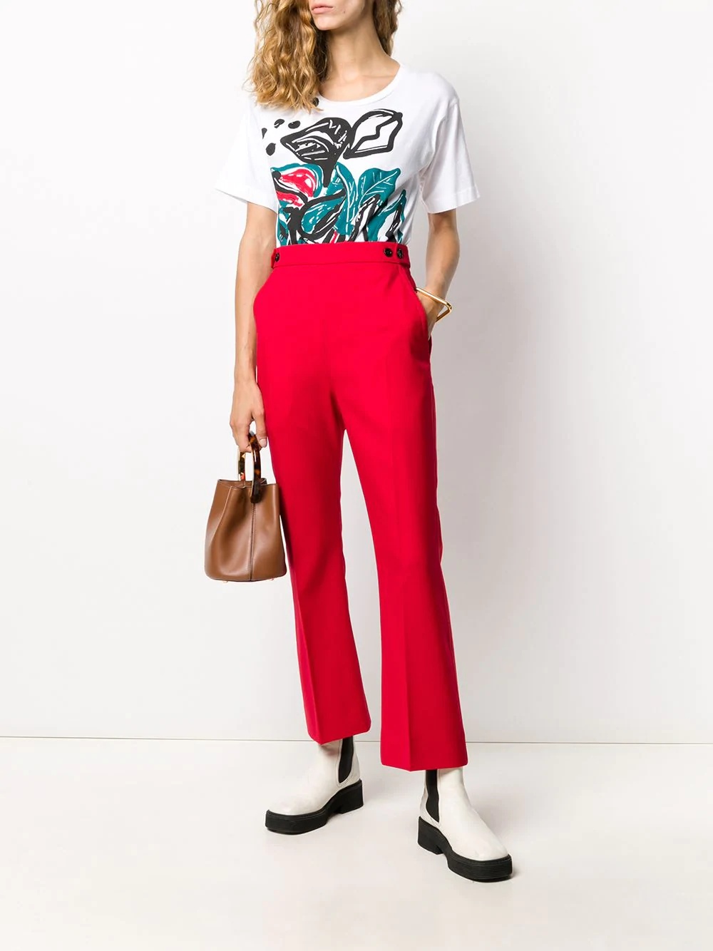 cropped wool bootleg trousers - 2