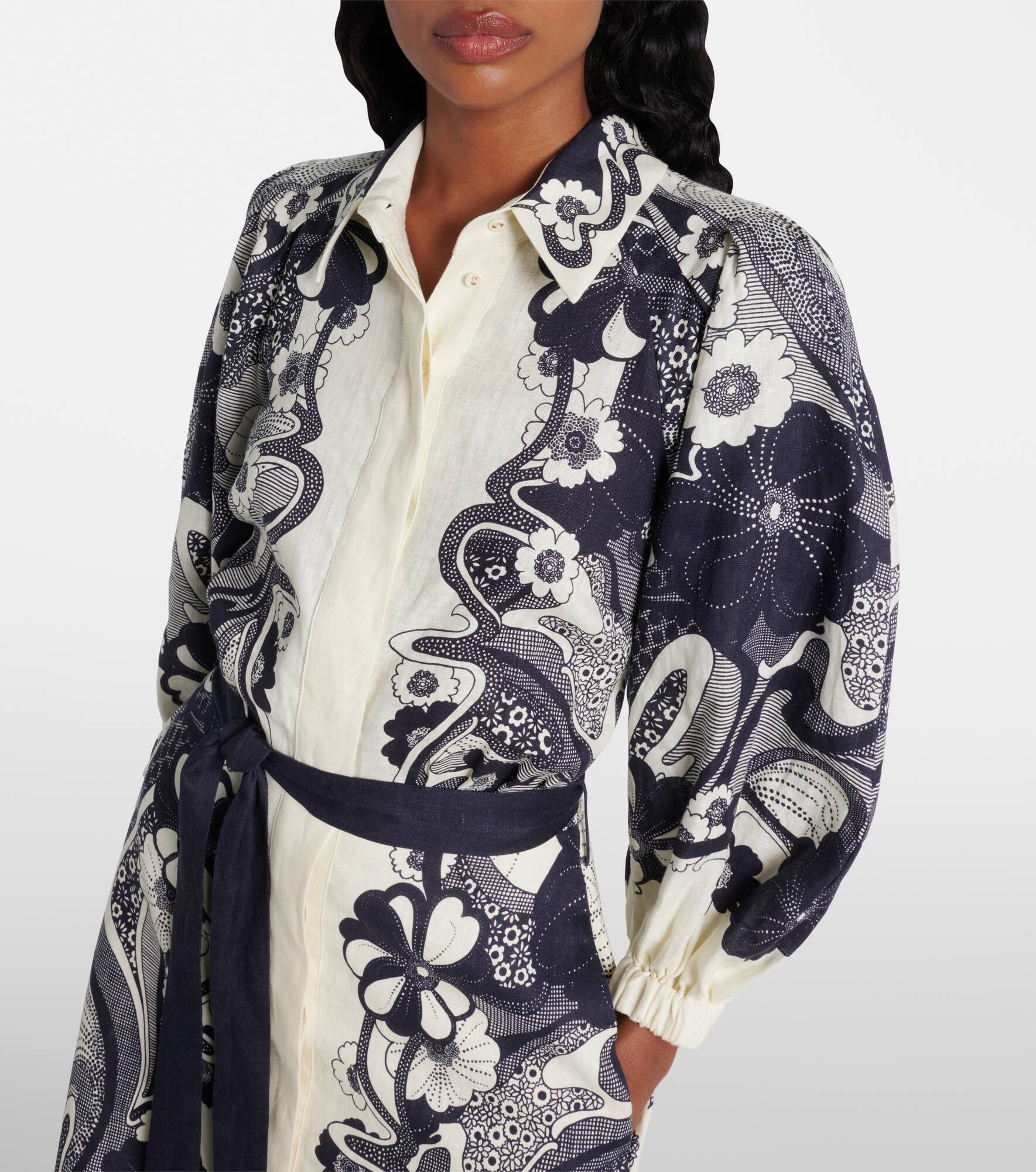 Mickey floral linen shirt dress - 4