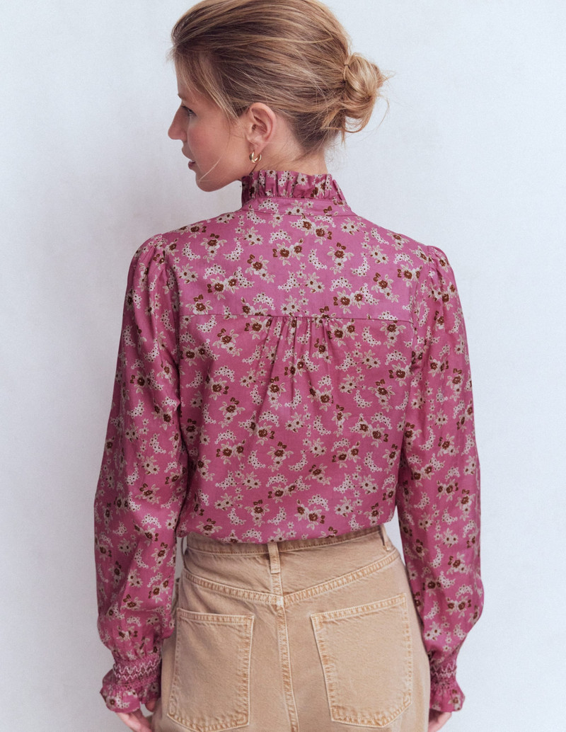 Esme Smocked Detail Frill Top-Orchid Purple, Dainty Blooms 4