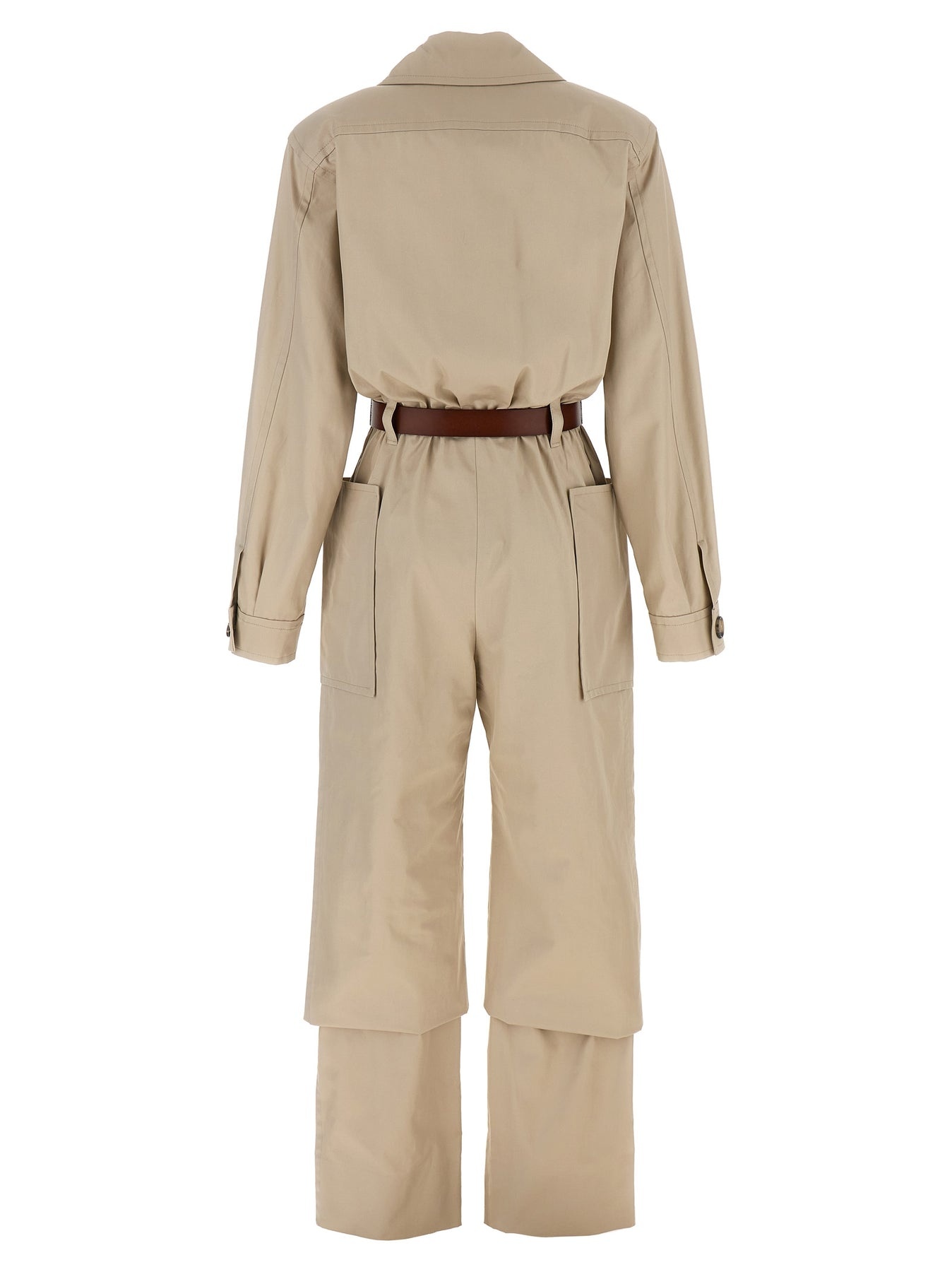 Twill Belt Jumpsuit Jewelry Beige - 2