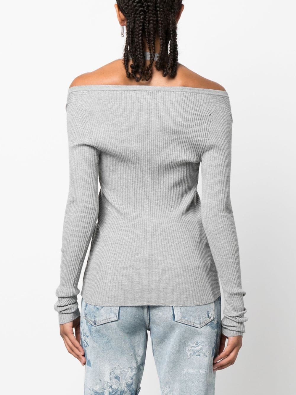 halterneck ribbed-knit cardigan - 4
