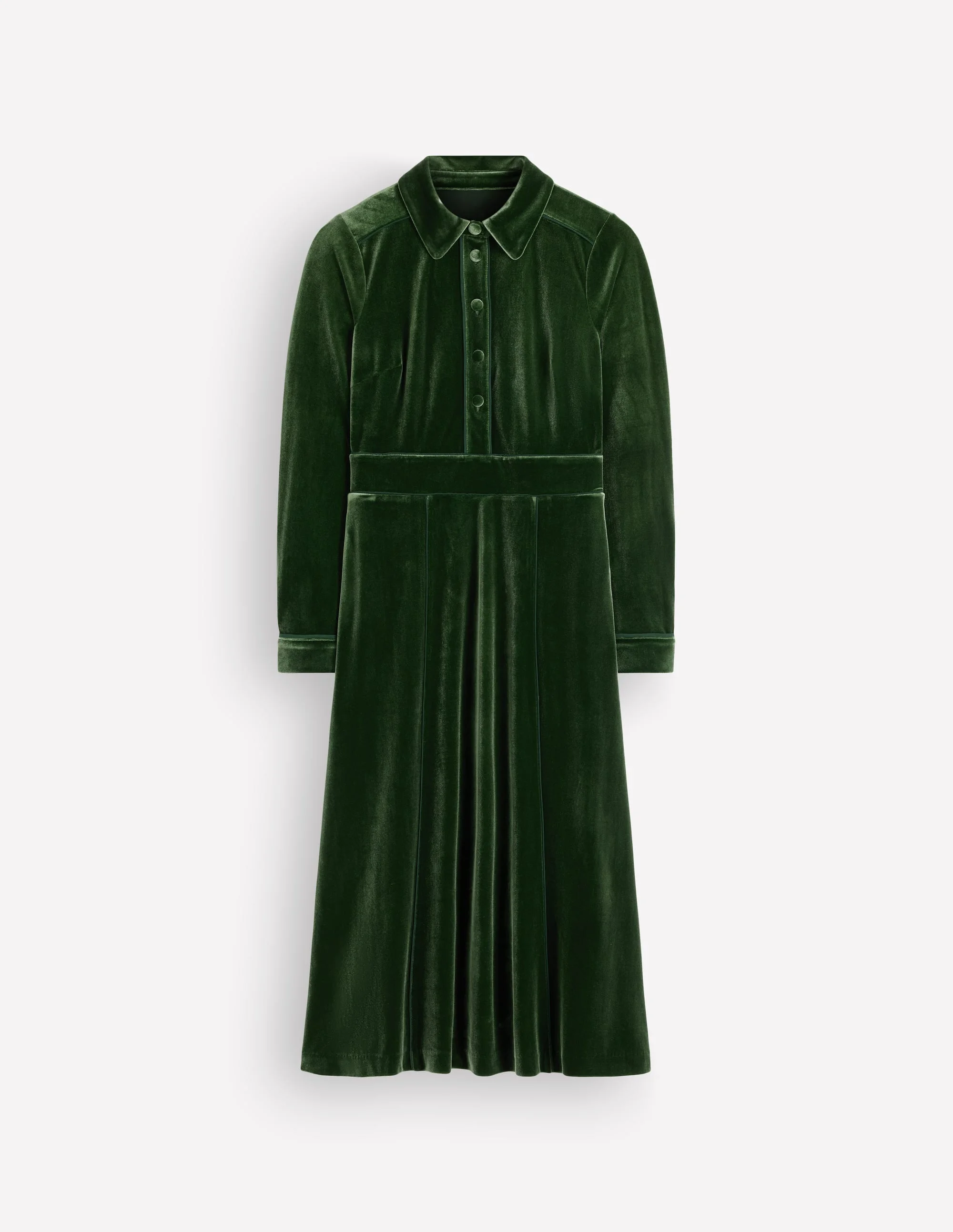 Etta Piping Velvet Dress-Douglas Fir - 1