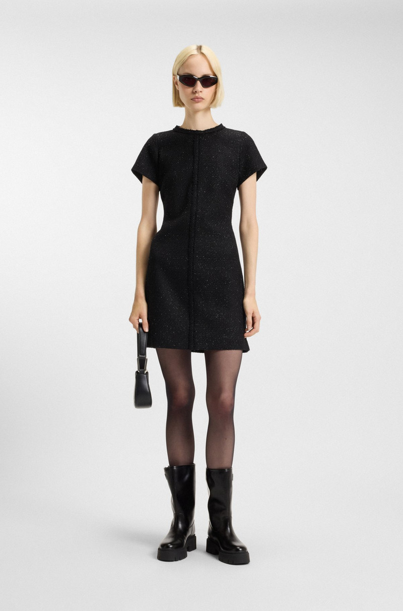HUGO SPARKLING-BOUCLÉ DRESS WITH CHAIN-TAPE TRIMS outlook