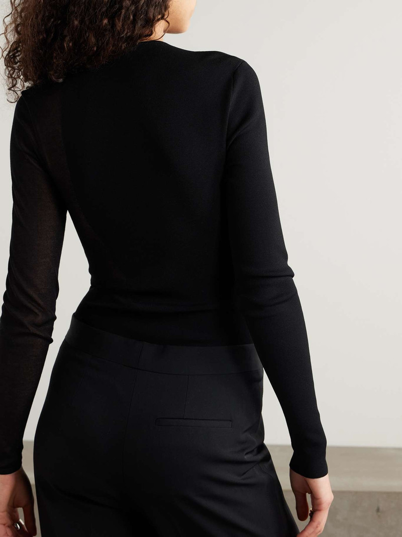 Miracle stretch-knit and cotton-blend bodysuit Black 4
