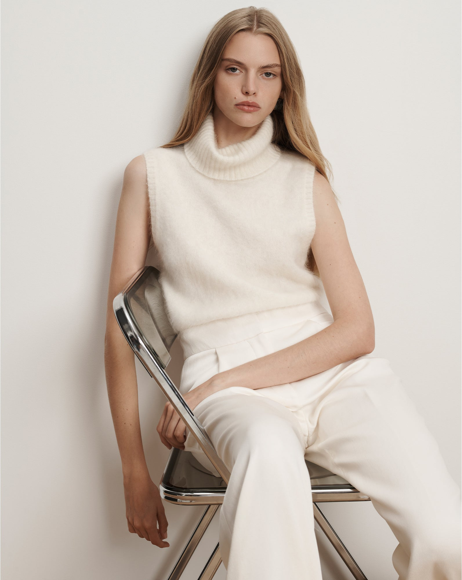 MAZZY BRUSHED CASHMERE SLEEVELESS SWEATER - 2