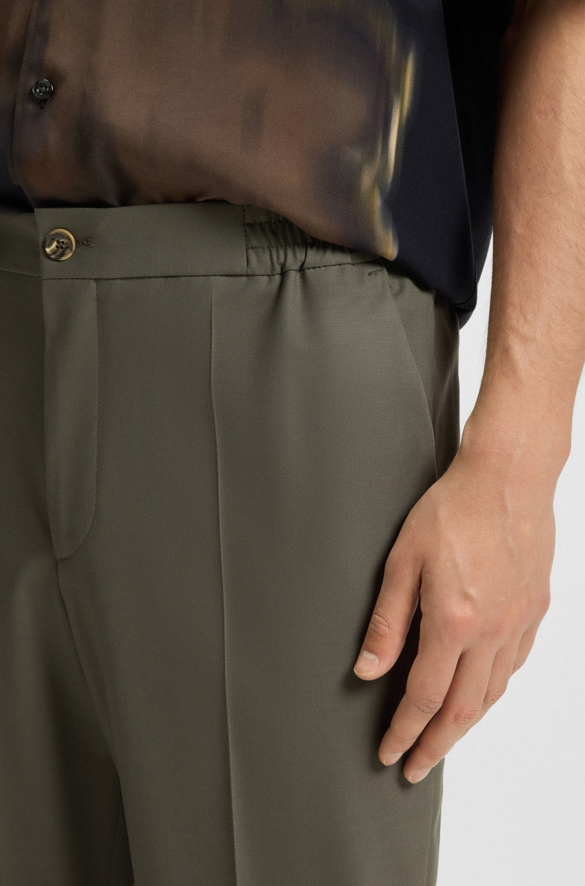 SLIM-FIT TROUSERS IN WOOL POPLIN - 5