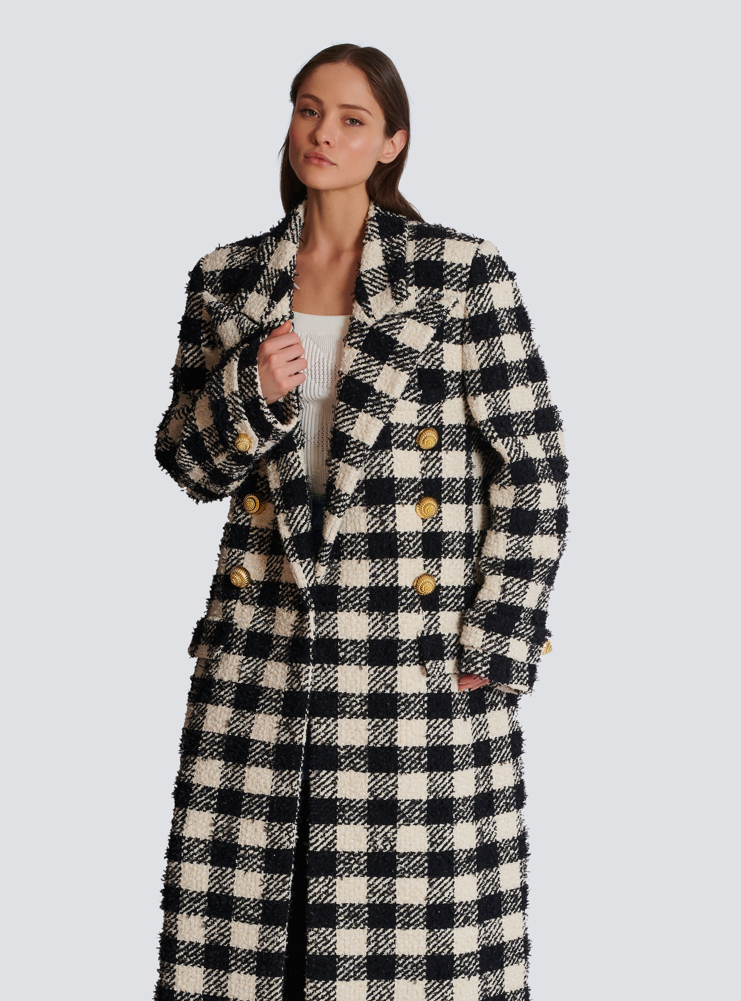 Long 6-button tweed coat - 7