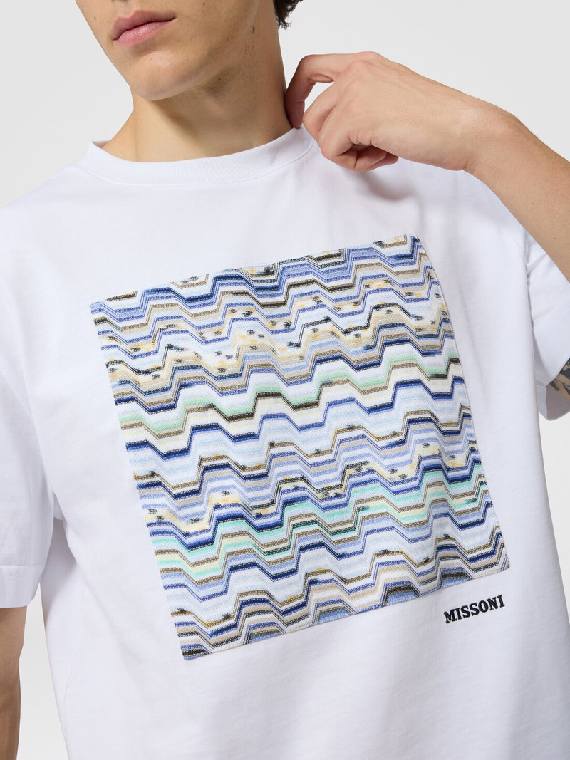 Crew-neck cotton t-shirt with snake pattern detailing 5