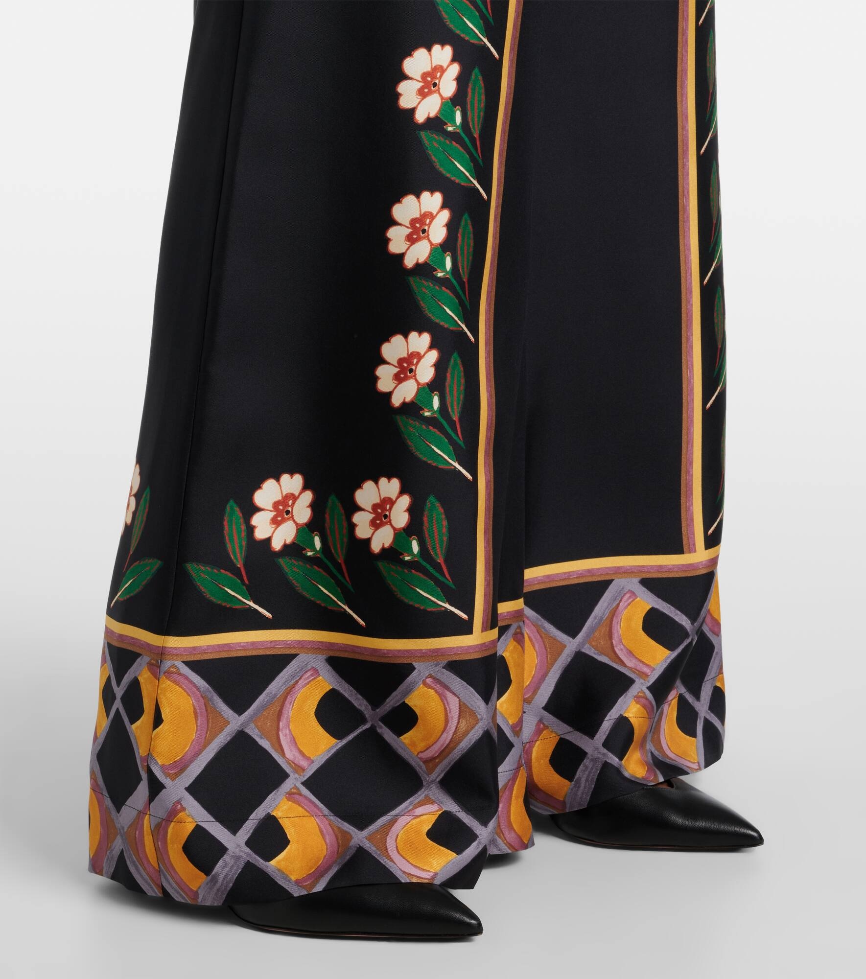 Printed silk twill palazzo pants - 5