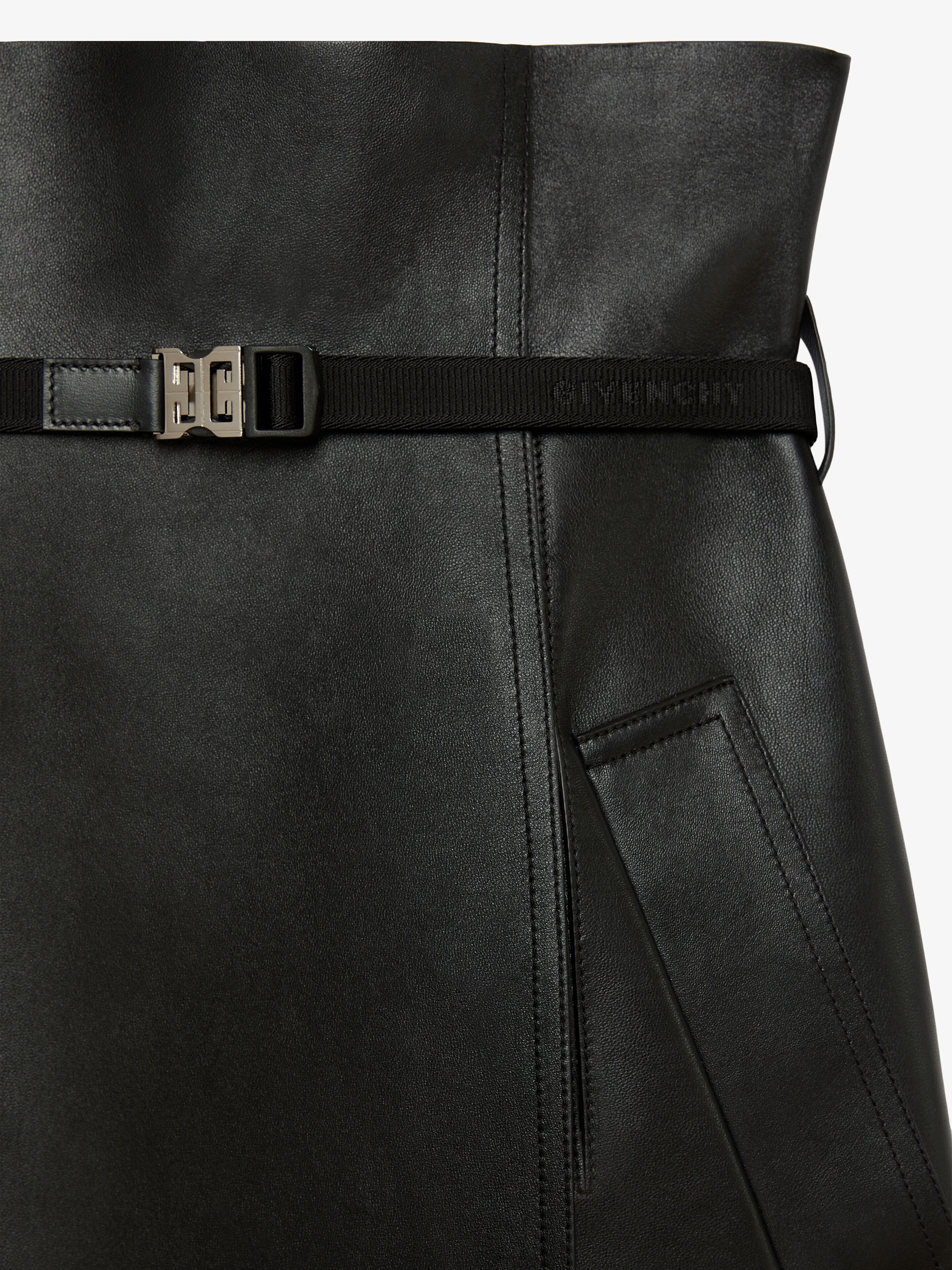 WRAP SKIRT IN LEATHER WITH 4G BELT - 5