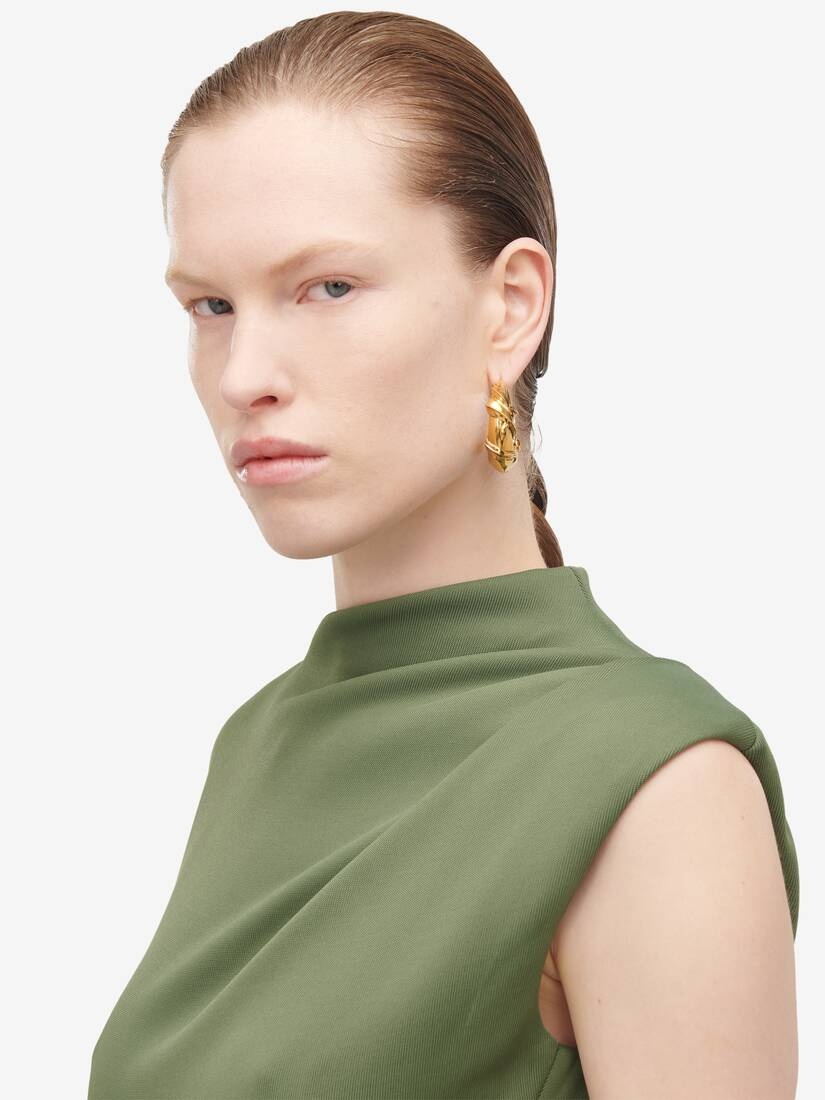 Women's Snake Hoop Earrings in Antique Gold - 2