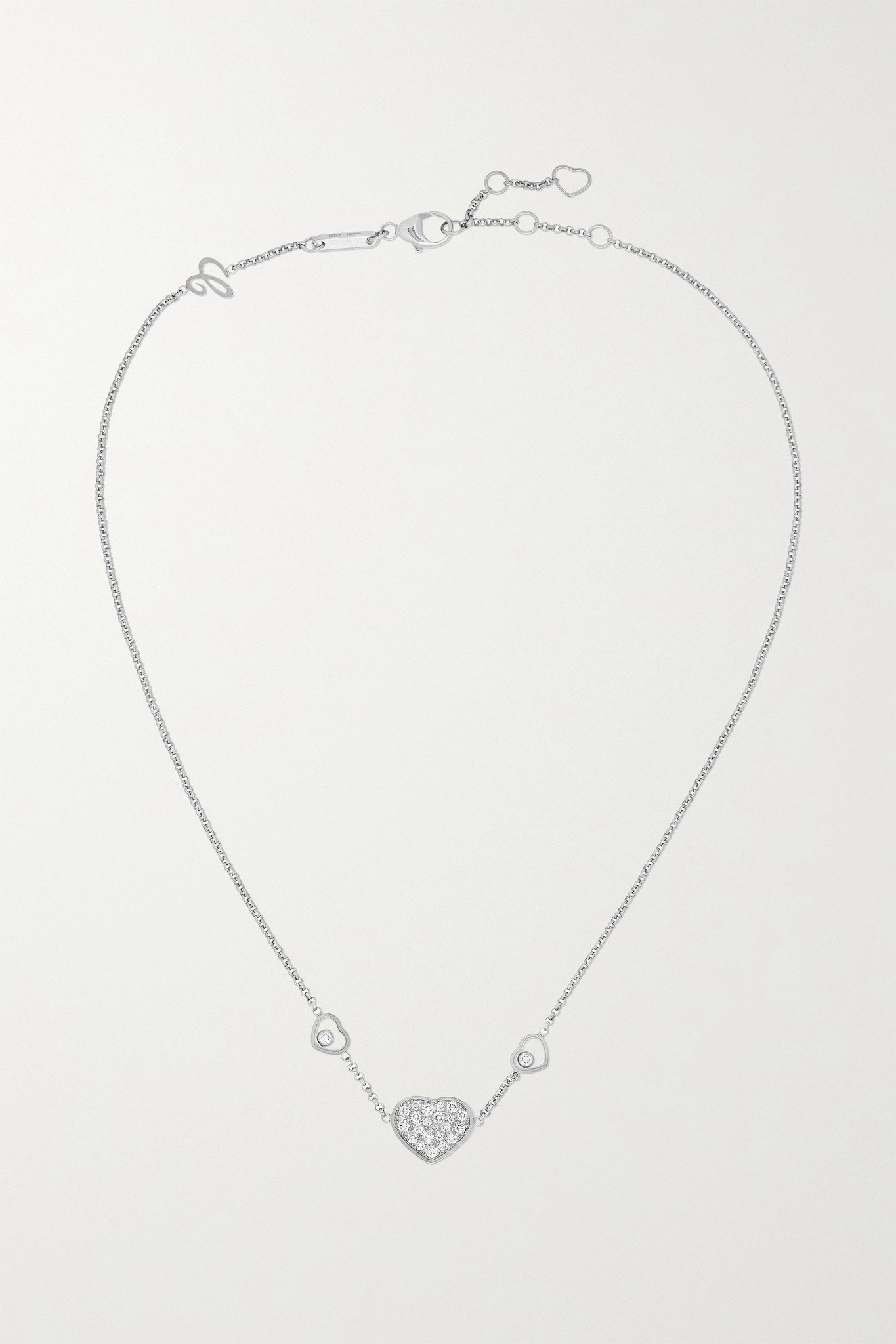 Happy Hearts 18-karat white gold diamond necklace - 1