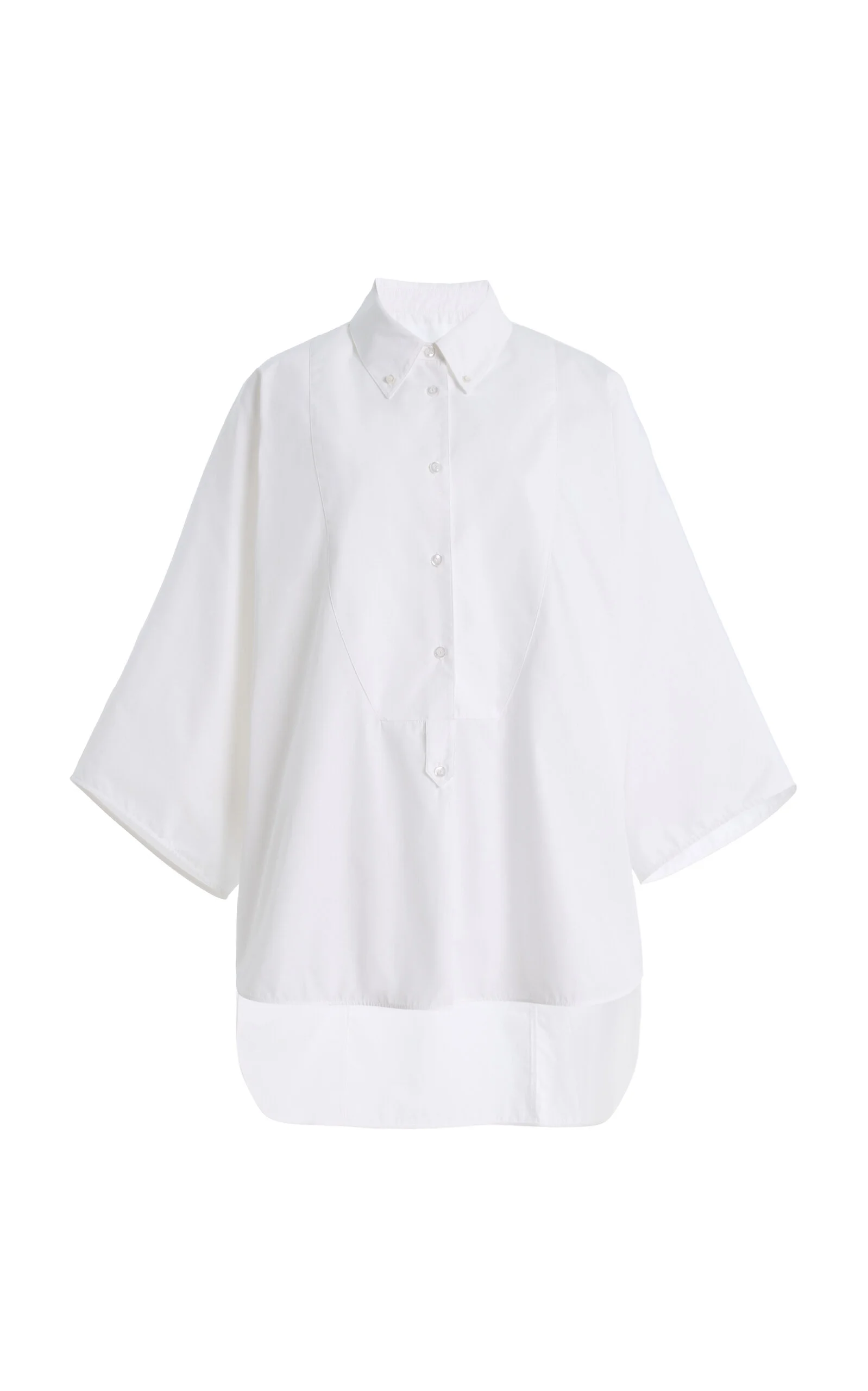 Long Cotton Poplin Tunic Top - 1