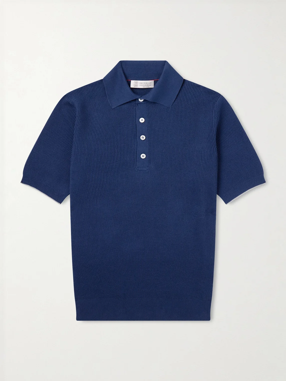Ribbed Cotton Polo Shirt - 1