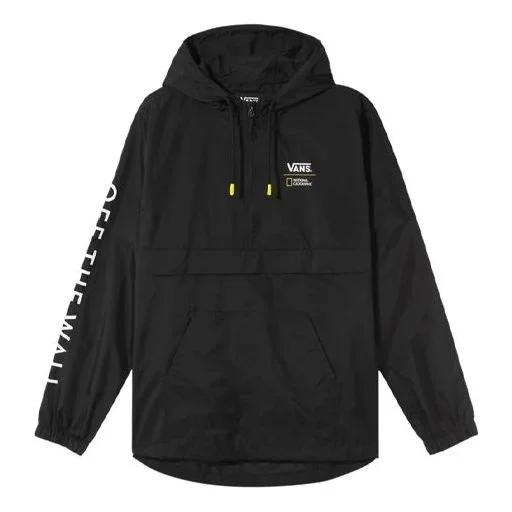 Men's Vansx Crossover Printing Logo hooded Long Sleeves Sports Jacket Black VN0A4MUL-BLK - 1