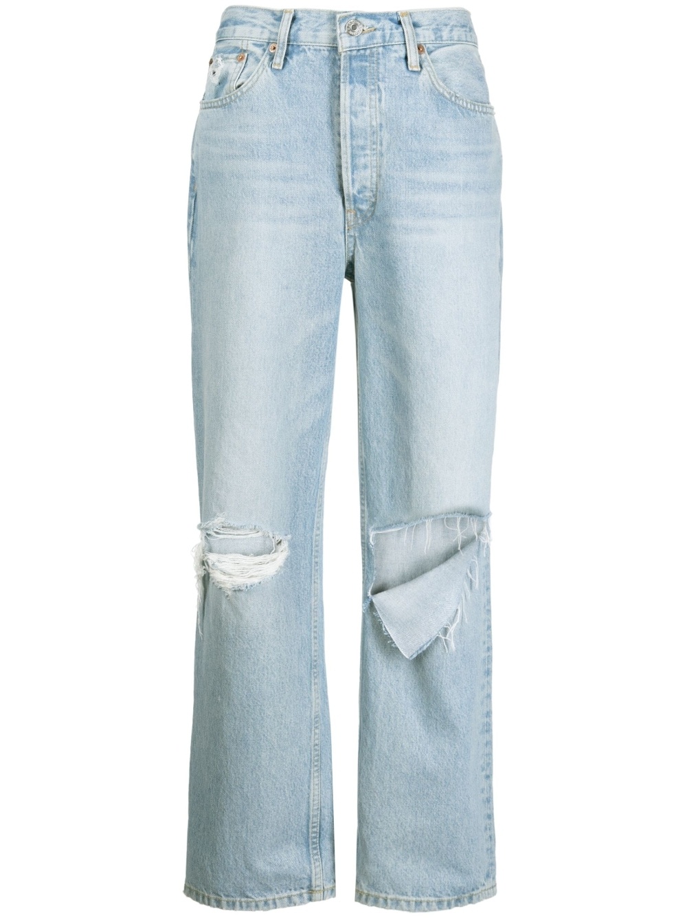 ripped-detail straight-leg jeans - 1