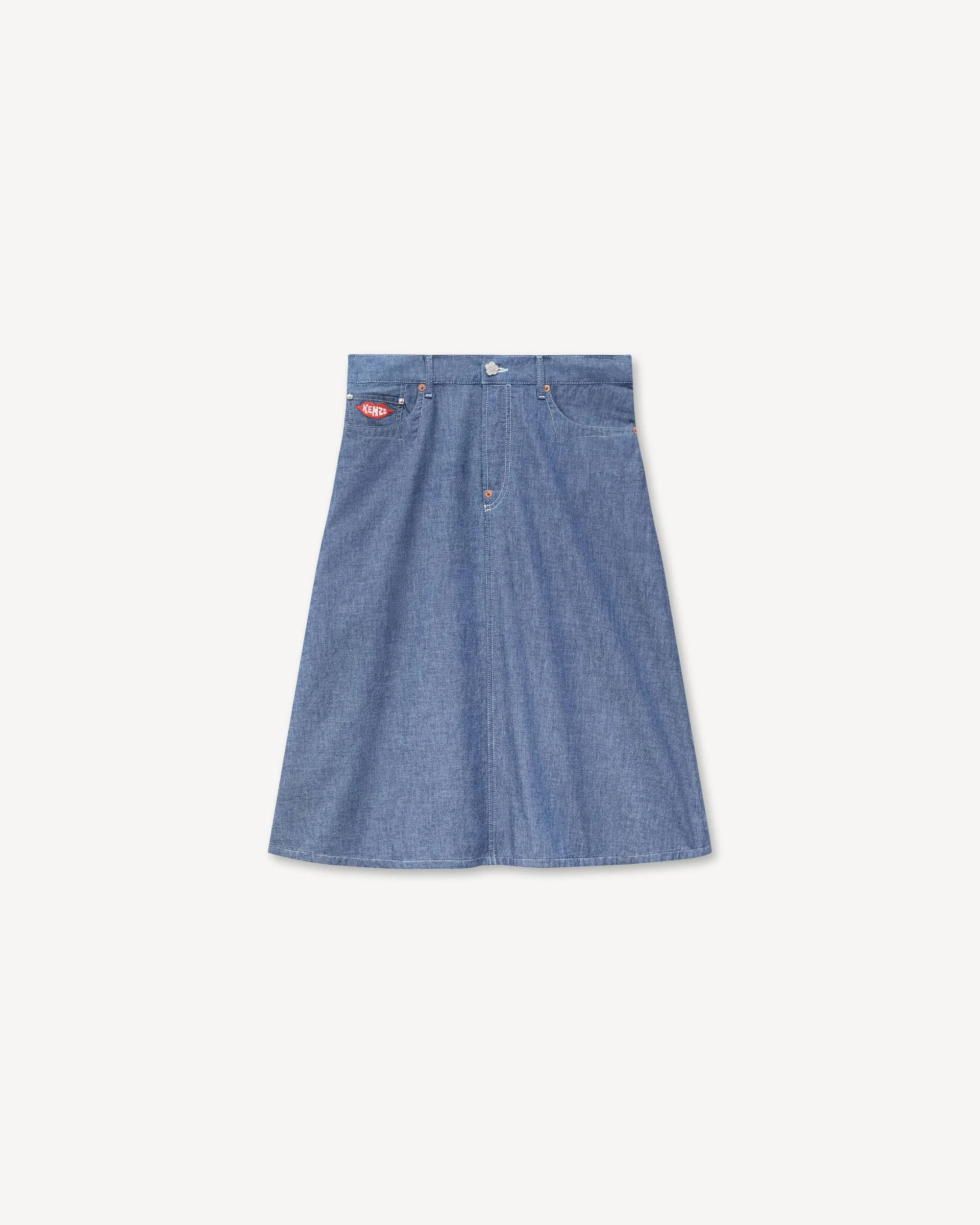 'KENZO Loves' midi skirt in rinse chambray - 1