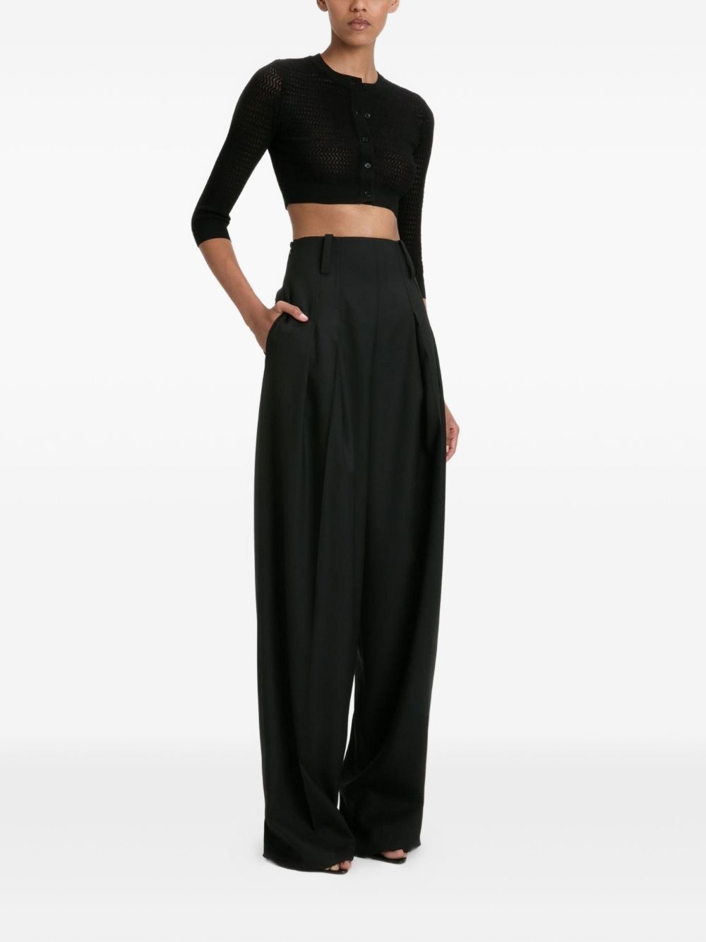three-quarter sleeve cropped cardigan - 3