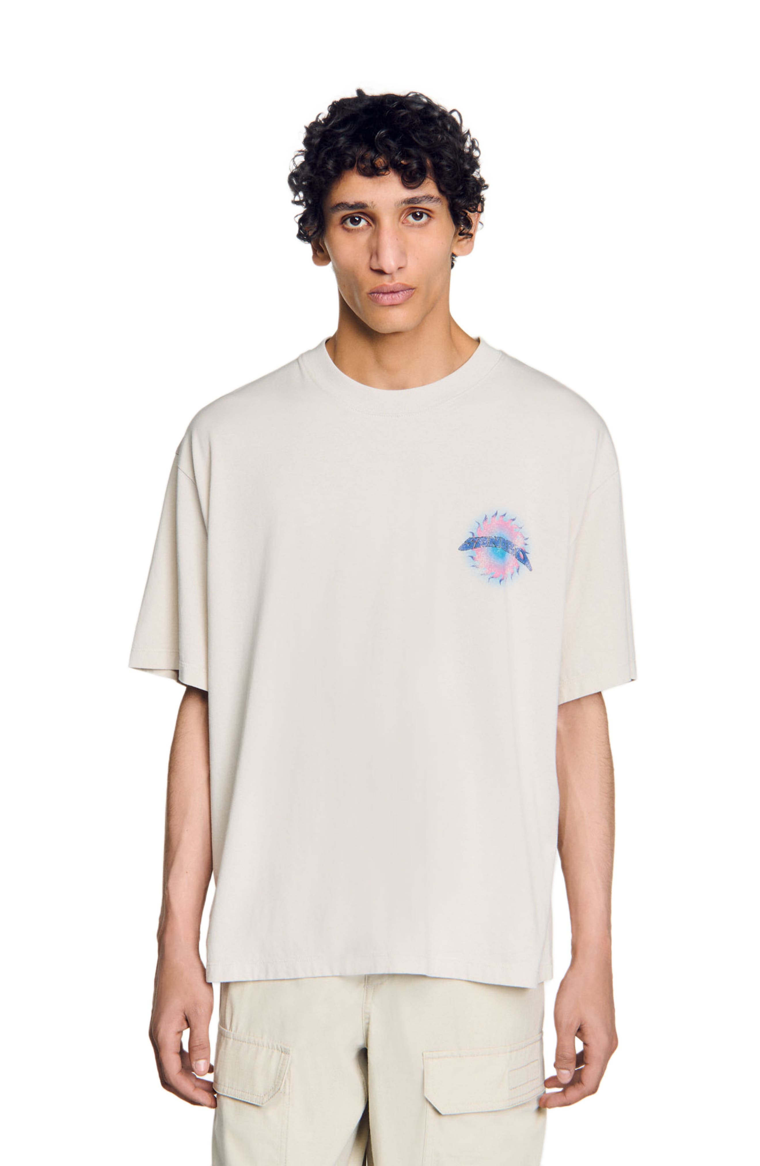 SANDRO Sun motif T-shirt in Vintage White at Nordstrom - 3