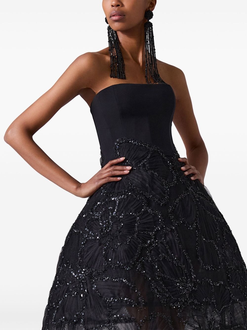 embroidered strapless dress - 4