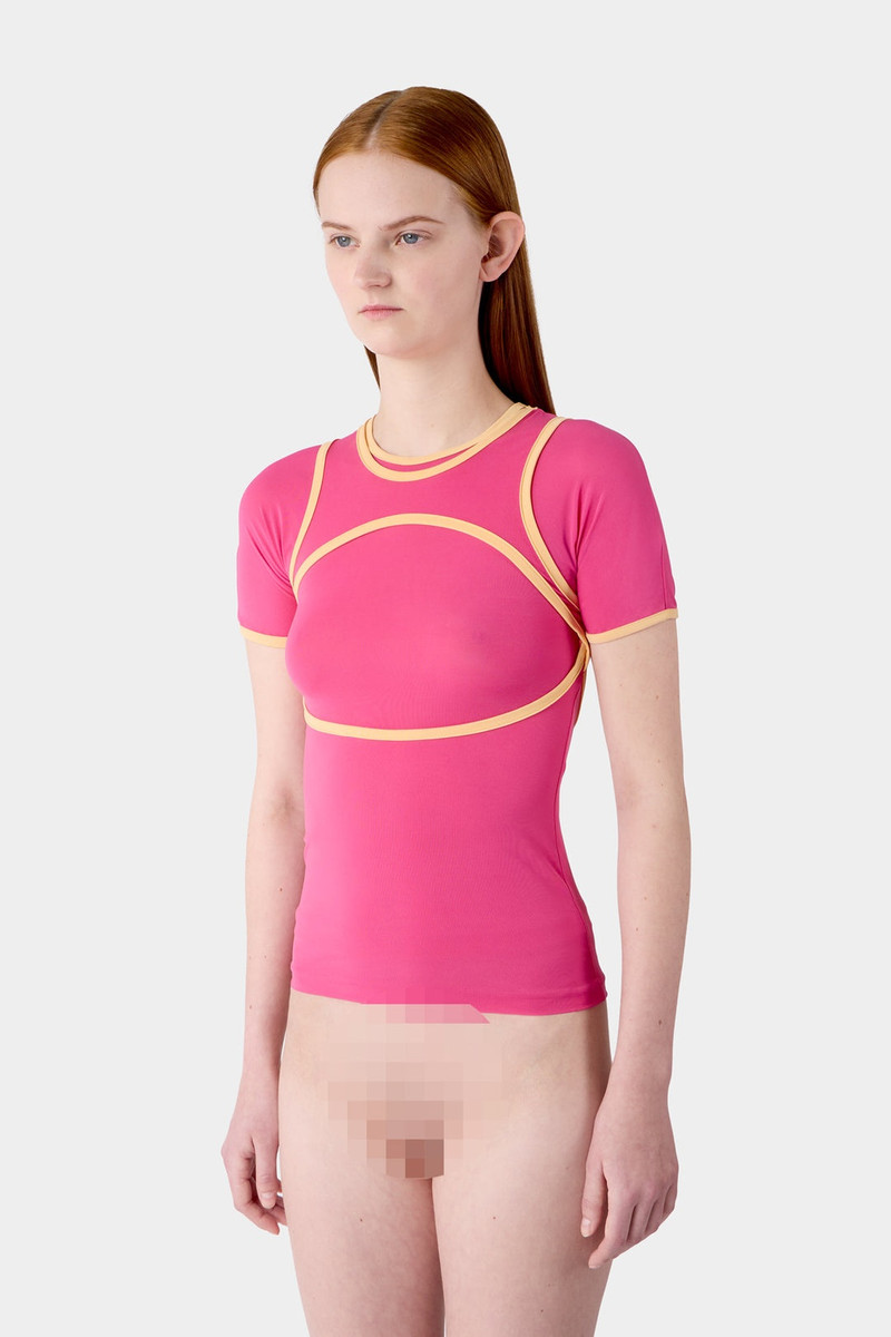 SUPER STRETCH COMBINED T-SHIRT / hot pink 1