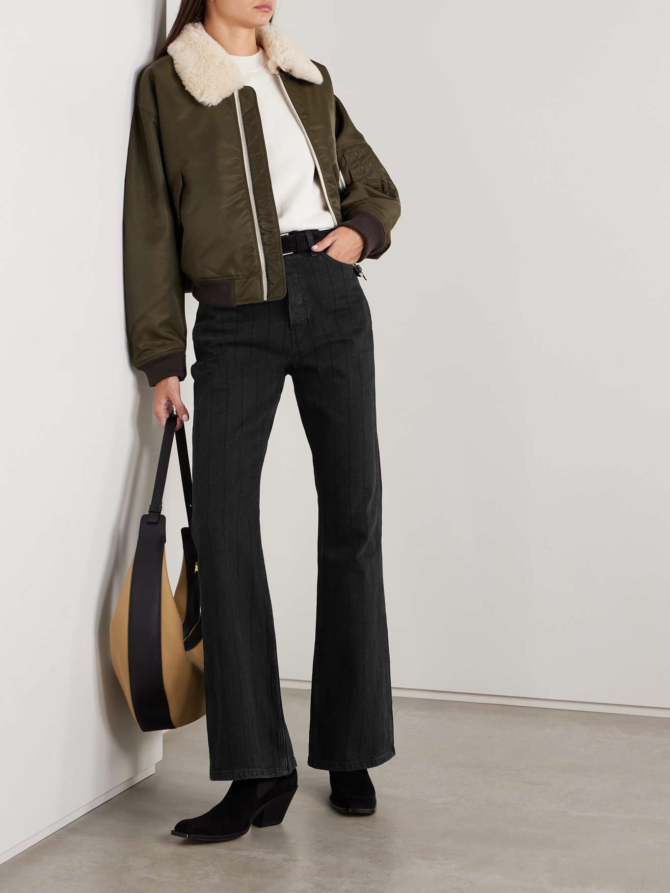 The Riding Jean striped high-rise flared jeans Black - 2