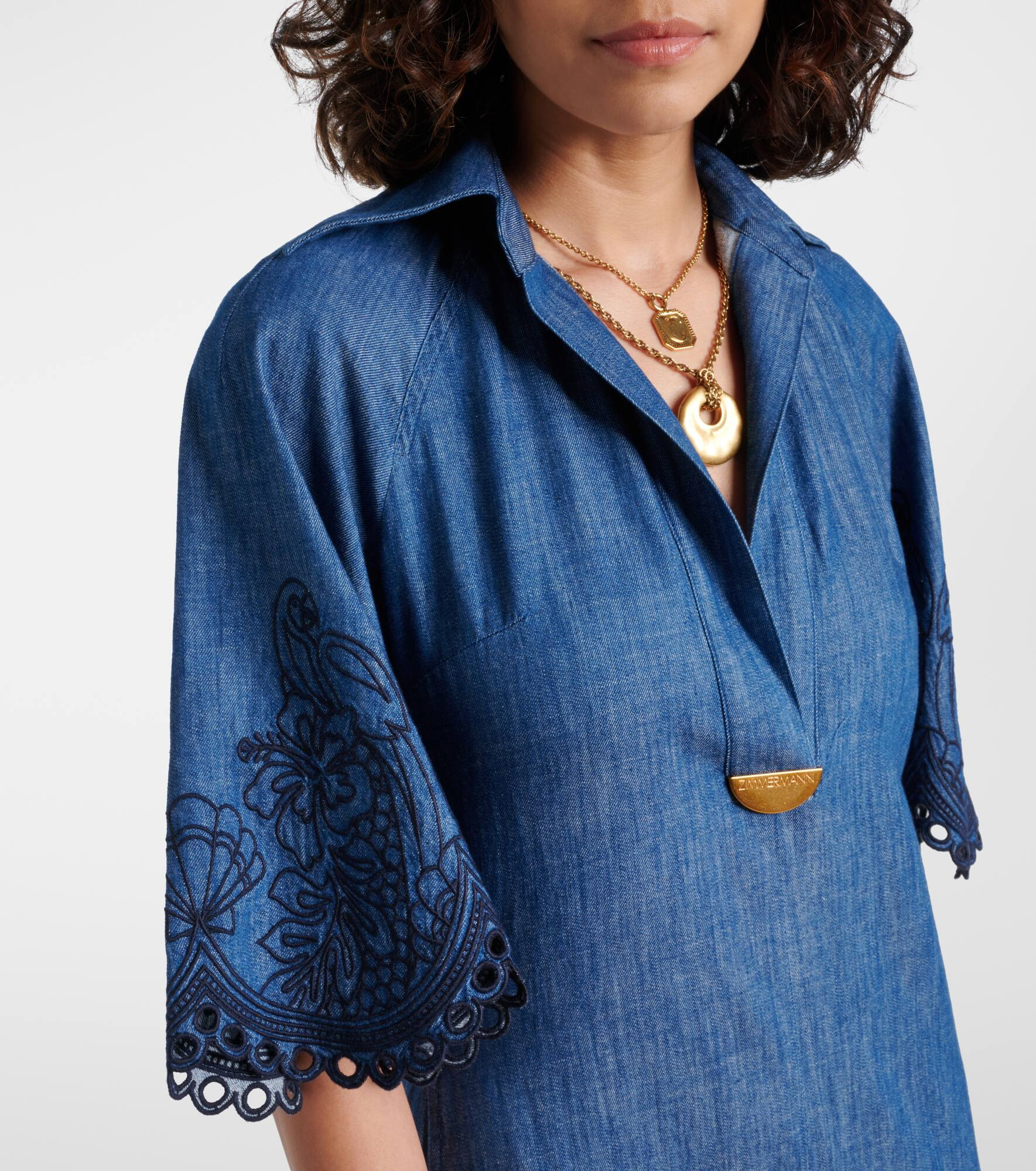 Coco embroidered denim maxi dress - 4
