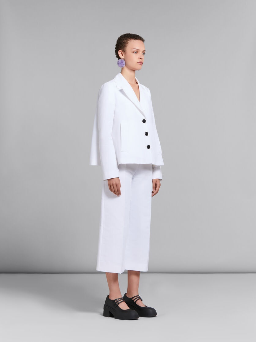 WHITE CADY CROPPED TROUSERS - 5