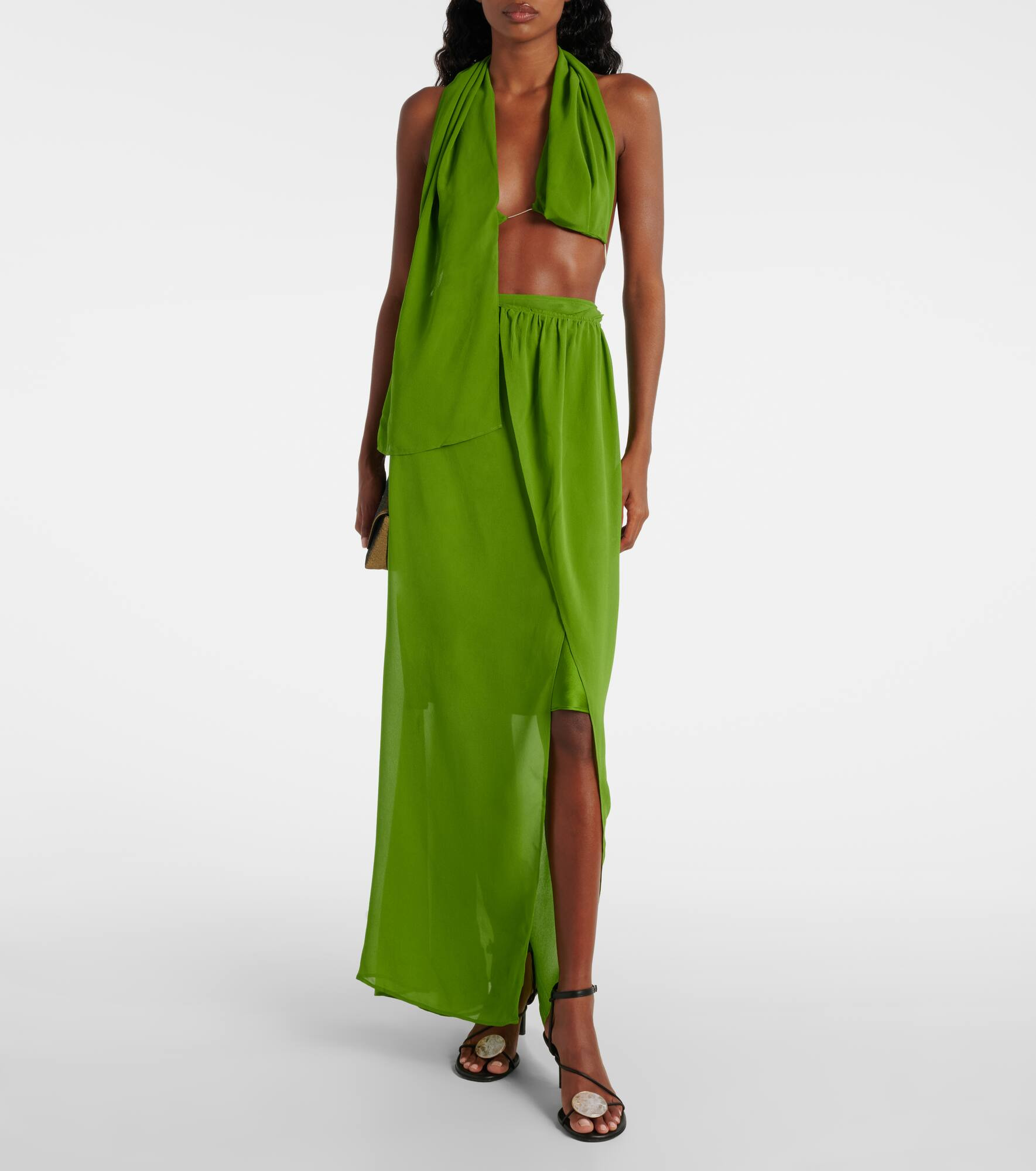 Open-back silk georgette top - 2