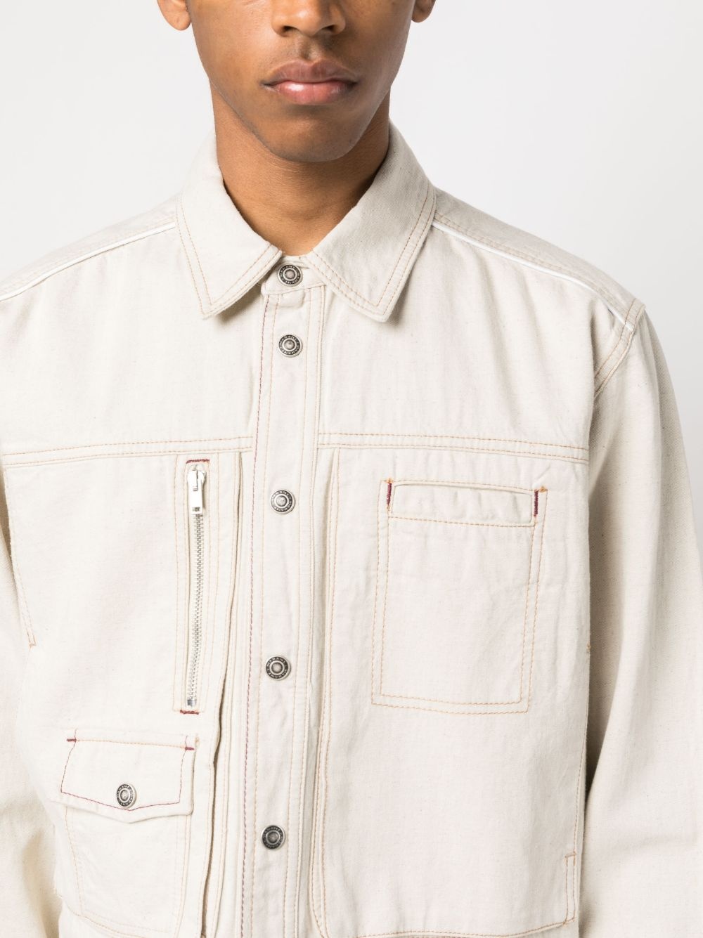 multiple-pockets shirt jacket - 5