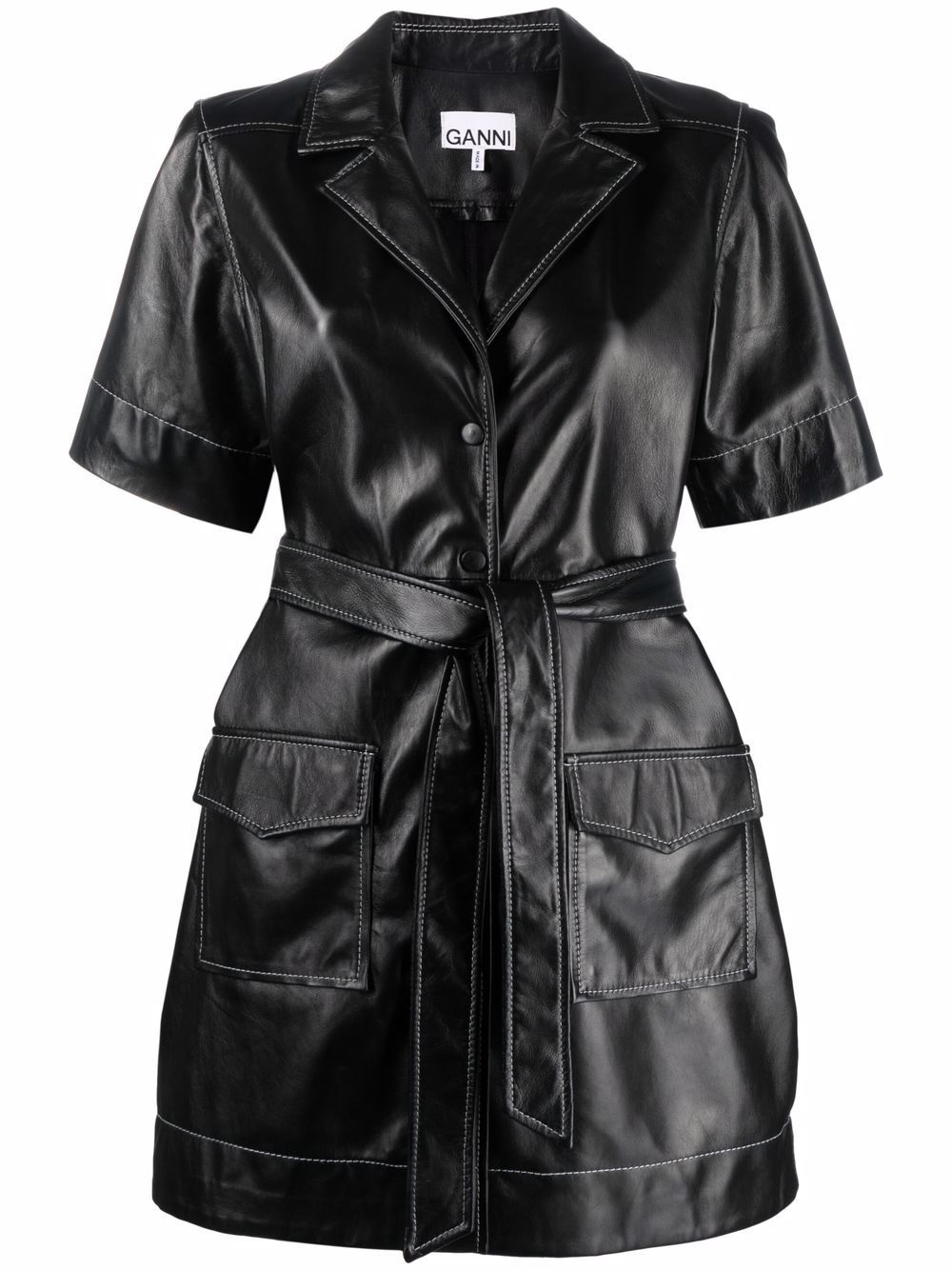leather shirt minidress - 1