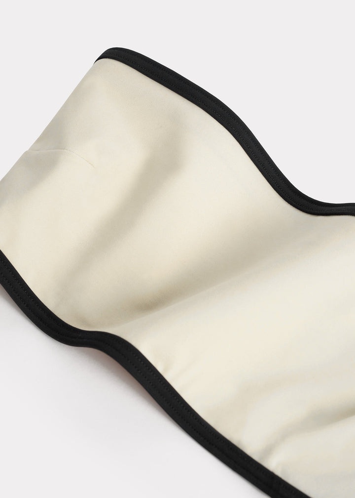 Stripe edge strapless swimsuit light hay – TOTEME