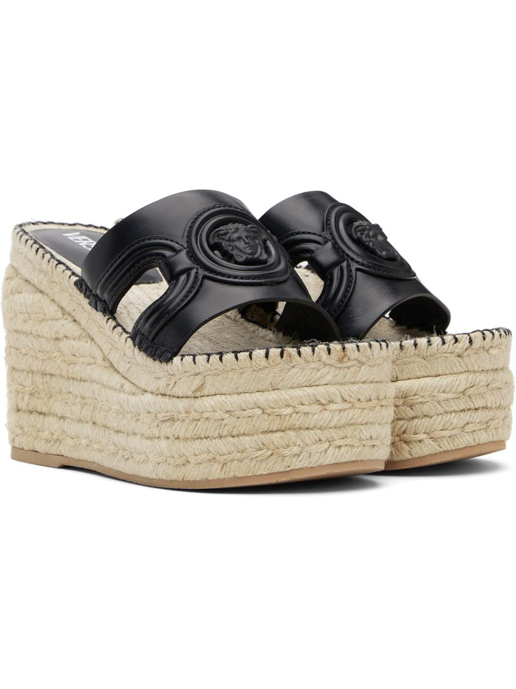 Black Medusa Platform Espadrilles Heeled Sandals - 4