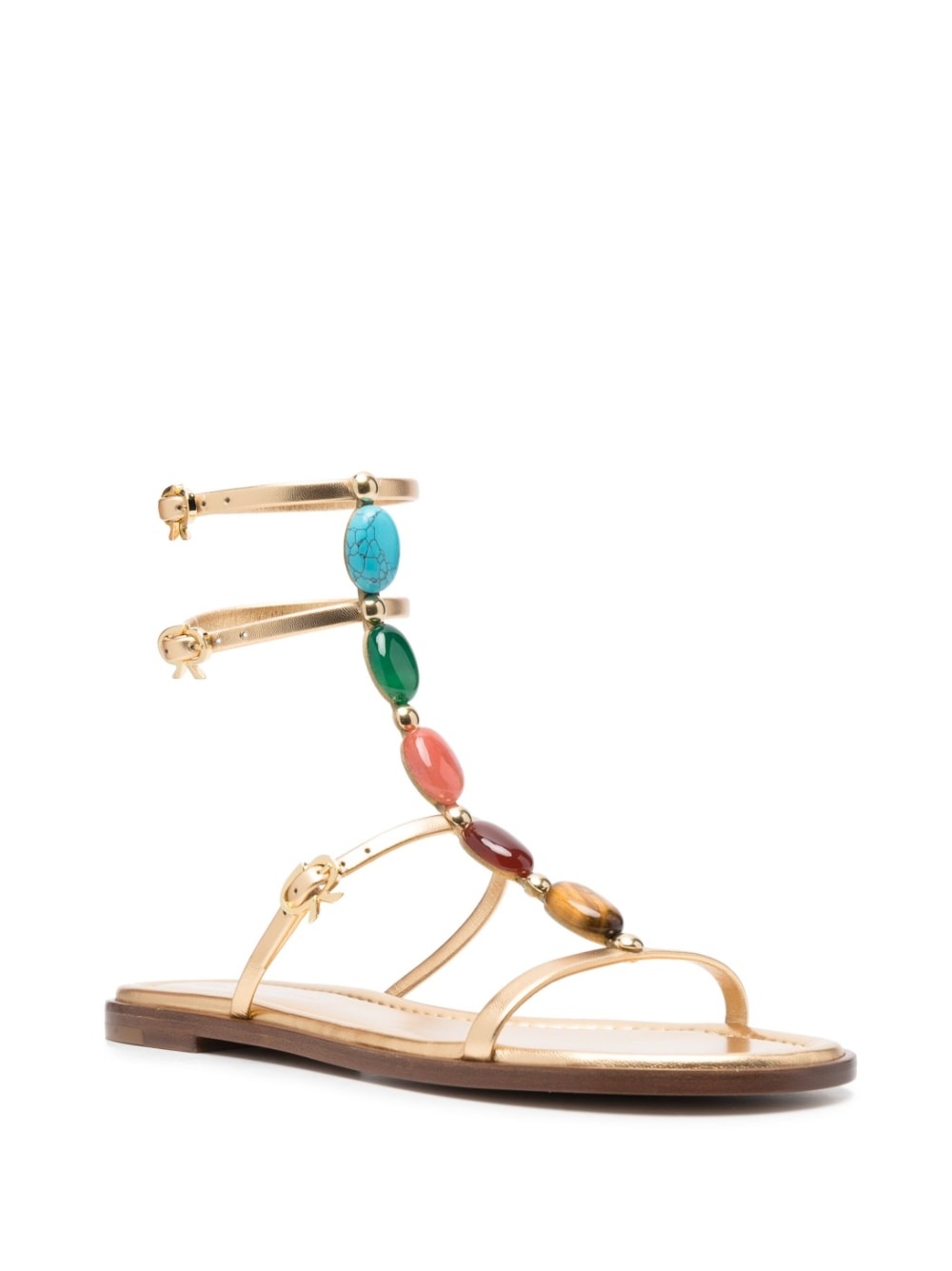 gemstone-embellished leather sandals - 2