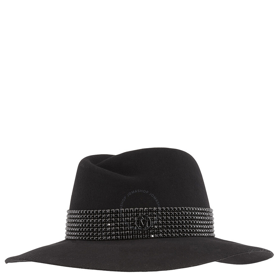 Maison Michel Ladies Black Virginie Studded Strass Fedora Hat - 4