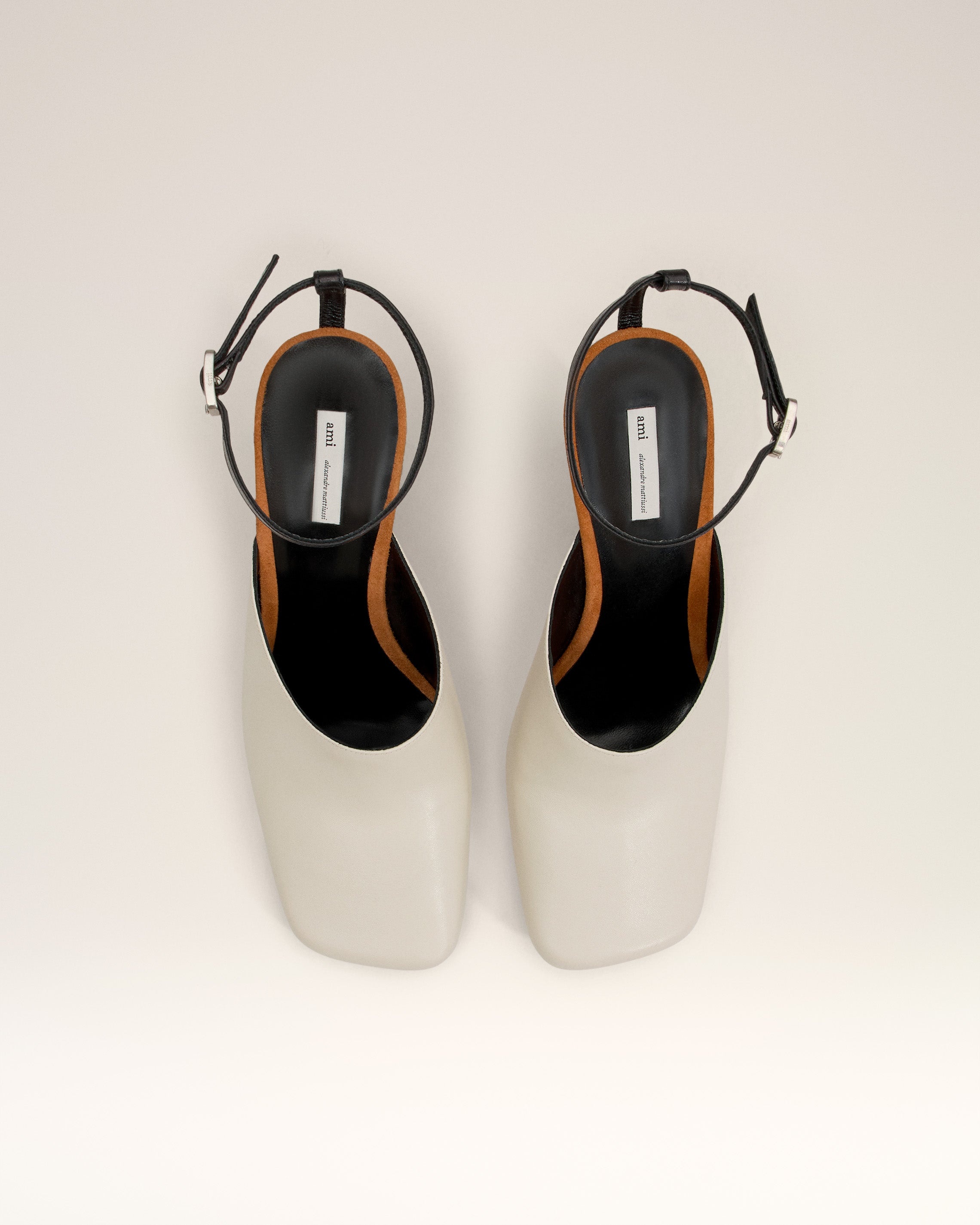 BEIGE LEATHER WEDGE MULES - 4