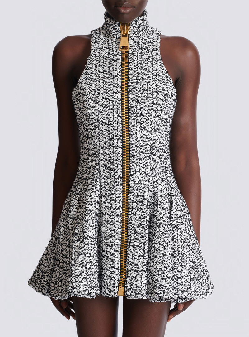 Sleeveless flared tweed dress 5