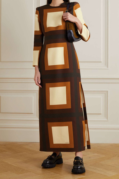 GUCCI Printed wool-blend twill maxi dress outlook