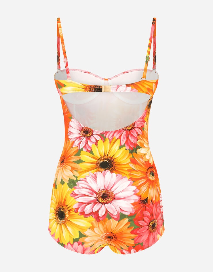 One-piece swimsuit with gerbera-daisy print - 3