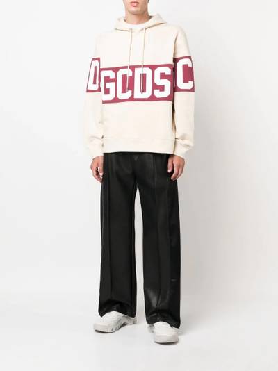 GCDS logo-print panelled hoodie outlook