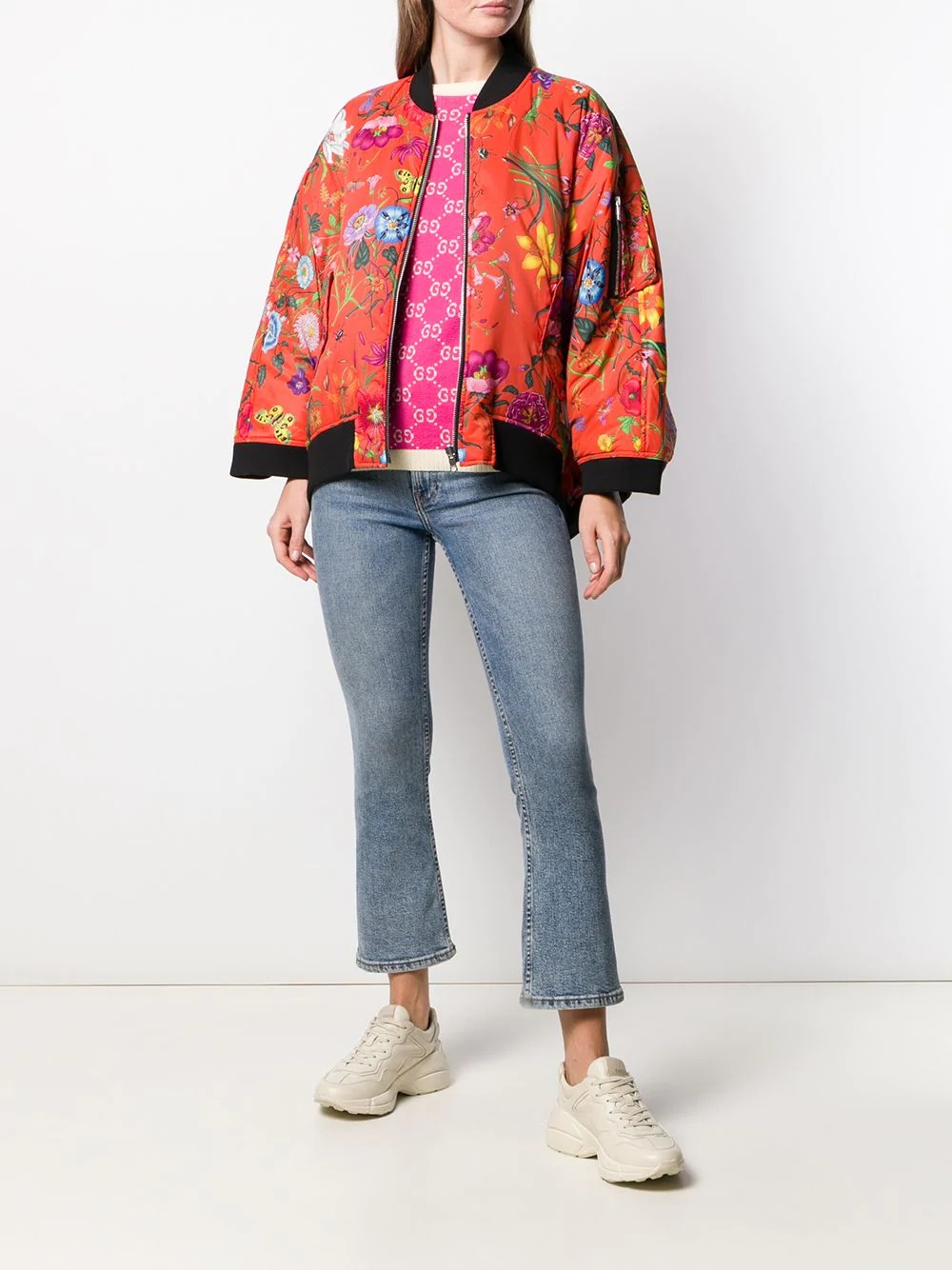 floral print bomber jacket - 2