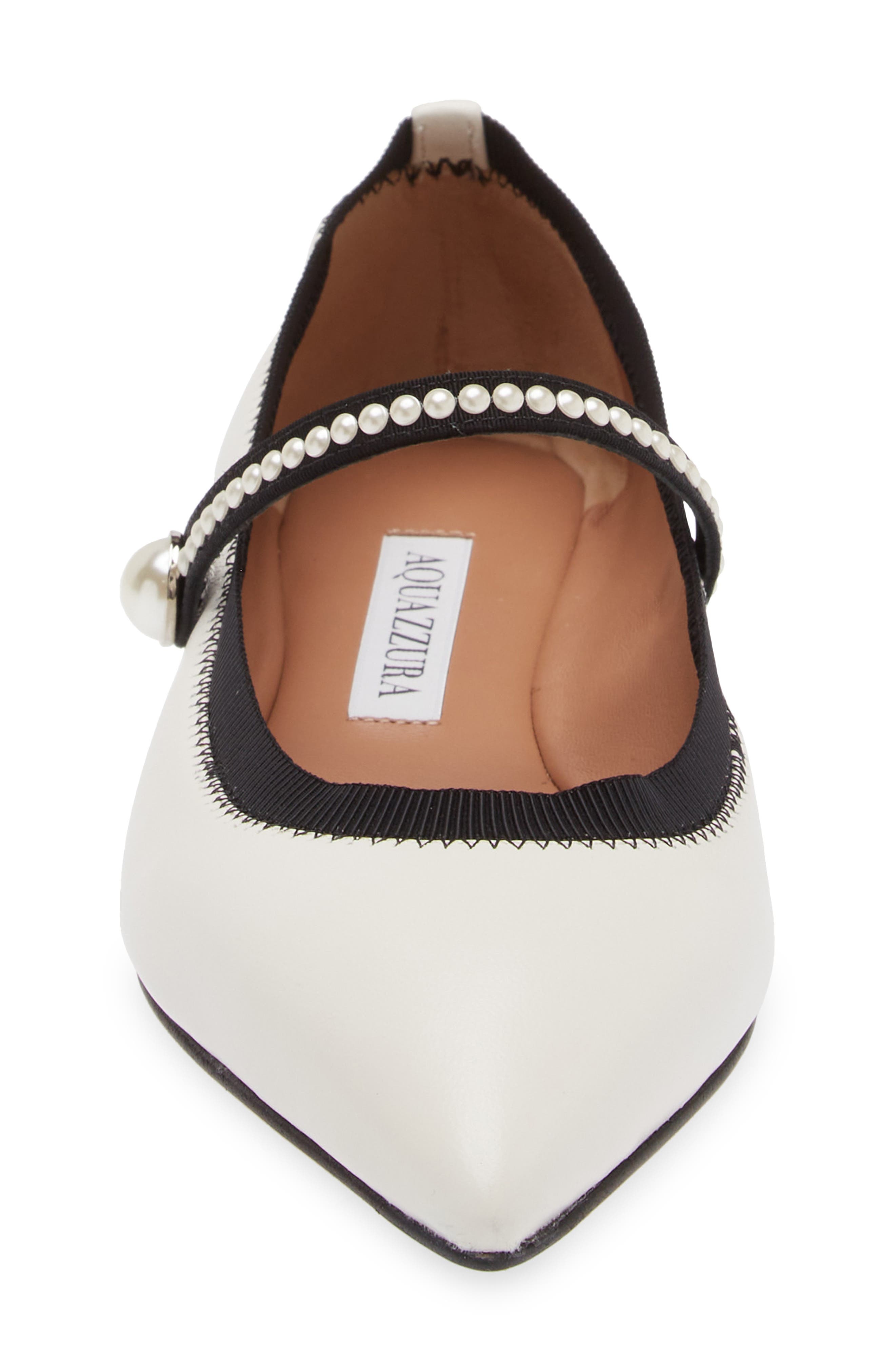Romy Pearly Strap Pointed Toe Mary Jane Flat - 4