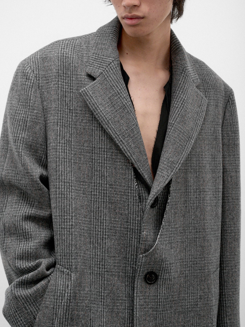Gray Checked Wool Overcoat 5