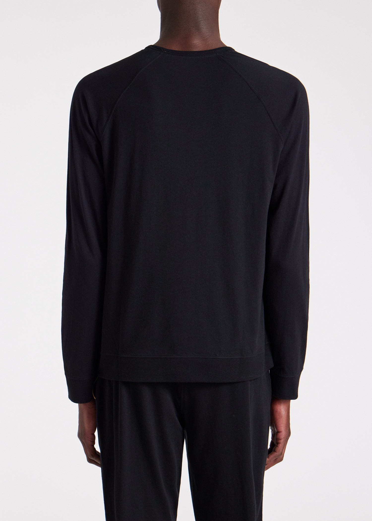 Black Jersey Cotton Long-Sleeve Lounge Top - 5