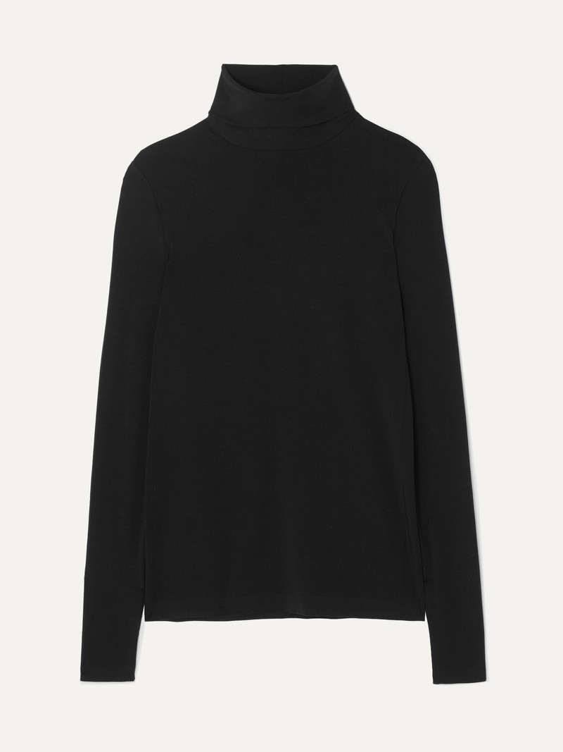 Aurora modal-blend jersey turtleneck top Black 1